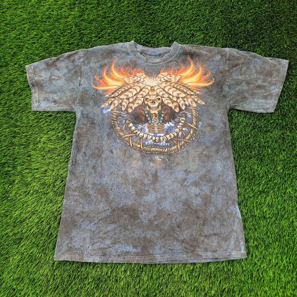 Vintage Easy-Riders Skeleton Fire Shirt Medium 19x27 Blue - Picture 1 of 10